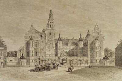 フレデリクスボー城、デンマーク、ヒレレズ、1850年代、「Le Tour du Monde」から1860年代にパリで出版 作： French School