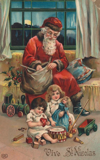 フランスのクリスマスカード（カラーリトグラフ） 作： French School