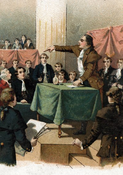 Revolução Francesa - Georges Jacques Danton (1759-1794) exclamando “”para derrotar, precisamos de audácia, e sempre audácia”” Agosto de 1792 (Revolução Francesa: Georges Danton falando “”Precisamos de audácia, e ainda mais audácia, e sempre audácia! “” Ago 作： French School