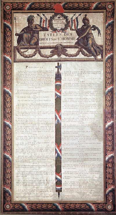 フランス革命。人間と市民の権利の宣言（リトグラフ、18世紀 作： French School