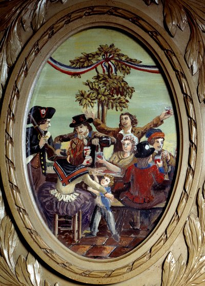 フランス革命。"パリのカフェ・ル・プロコペでの共和国の食事" 匿名の絵画。18世紀 パリ、ル・プロコペ 作： French School