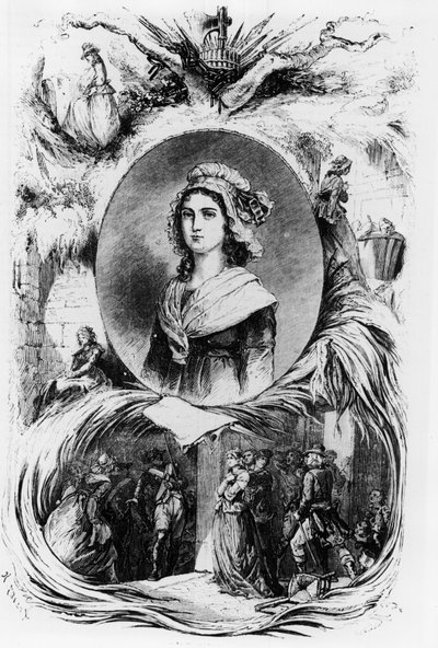 フランス革命：シャルロット・コルデーの肖像、1793年V. 作： French School