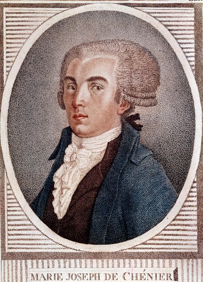 フランス革命：外交官で詩人・歴史家のマリー・ジョゼフ・シェニエ（1764-1811）の肖像。 作： French School