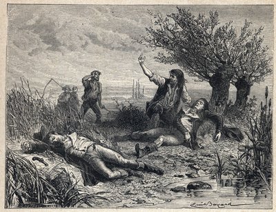 フランス革命：政治家Francois Buzot（1760-1794）とJerome Petion de Villeneuve（1759-1794）が毒殺される。 作： French School