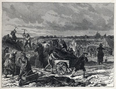 フランス革命：1790年の「連邦の祭り」に向けて、パリのシャンデ・マルス（Champs-de-Mars）で行われた工事。 作： French School