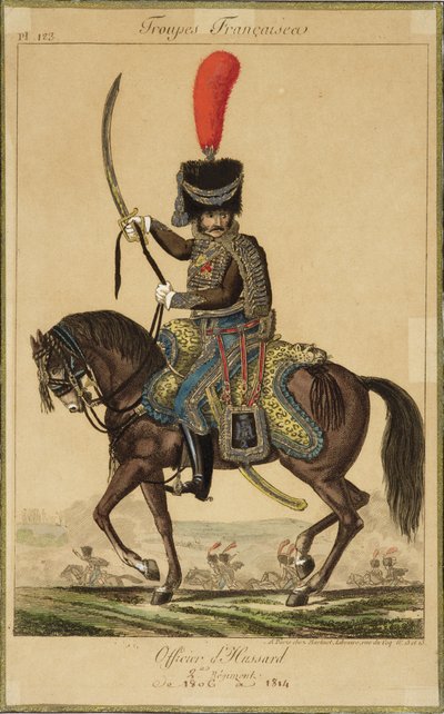 フランスの軍隊：1806年から1814年まで、パリのマルティネットリブレアによって発行されたフサールの将校 作： French School