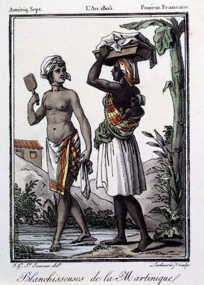 フランスの植民地：マルティニークから西インド諸島までの白人たち。1805年のエングレーヴィング。シャルトル、美術館 作： French School