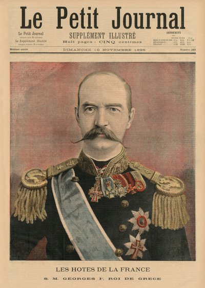 フランスのホスト、ジョージ1世、ギリシャ王、「ルプチジャーナル」の表紙イラスト、サプリメントイラストレーター、1895年11月10日 作： French School