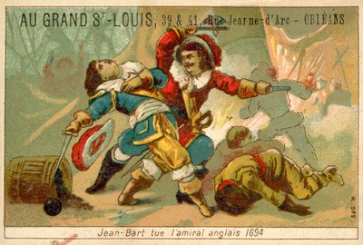 フランス海軍の司令官と民間人がイギリス海軍大将を殺害、1694年 作： French School