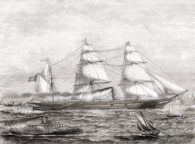 フランスの蒸気船である大西洋横断船ペレイア号（1866-1888）、1870年に出版されたLes Merveilles de la Scienceより 作： French School