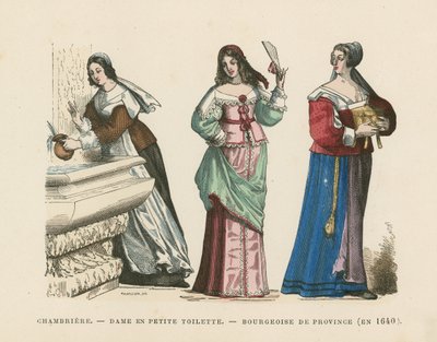 フランスの女性の衣装、17世紀 作： French School