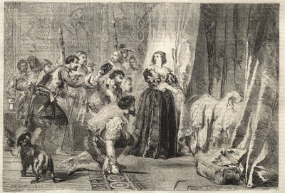フロンデ - 民衆は王に会うことを要求する。1651年2月9日、パリ、パレ・ロワイヤル - フロンド： 1651年2月9日の夜、パレ・ロワイヤルで、アンヌ・ドートリッシュ（1601-1666）は、Le King Soleil（ソレイユ王、ルイ大帝）として知られるルイ14世を見せた。 作： French School