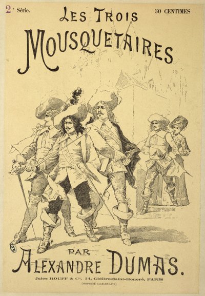 19世紀後半のアレクサンドル・デュマ・ペレ（1803-70）による三銃士の連載の表紙 作： French School