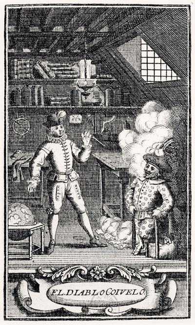 「2本の棒の上の悪魔」のためのDubercelleによる口絵、c.1787 作： French School