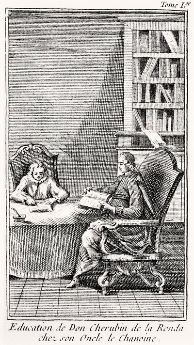 The Bachelier Of Salamanca」の序文、1759年頃（エングレーヴィング 作： French School
