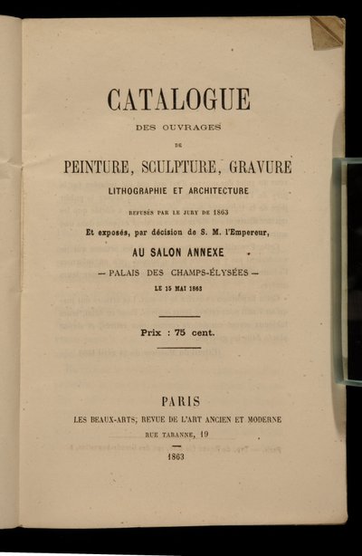 Salon des Refusesのカタログのフロントピース、1863 作： French School