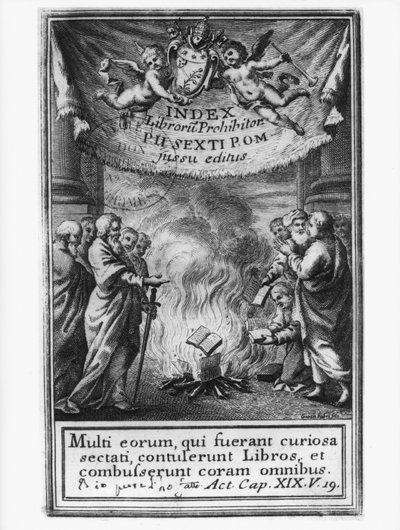 1786年の自動ダフェを描いた本の口絵Prohibitorumインデックス 作： French School