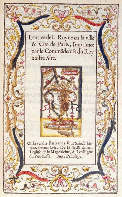 1531年のパリへのマルグリットドナバール（1492-1549）の進入についての本の口絵 作： French School