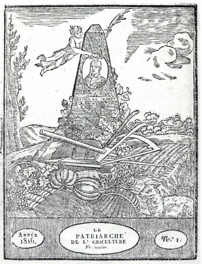 Olivier de Serres（1539-1619）1816の肖像が描かれた農業アルマナッハへの口絵 作： French School