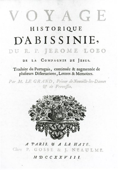 ジェロニモ・ロボ（c.1596-1678）による「航海からアビシニアへ」のフランス語訳の口絵 作： French School