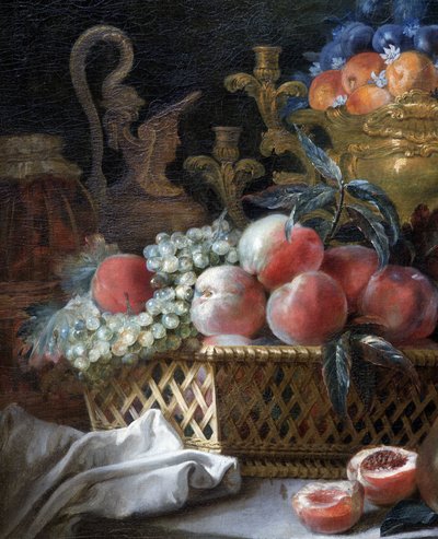フルーツ花瓶とバスケット (詳細)。 1770年（キャンバスに油彩） 作： French School