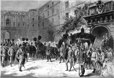 オーストリア皇太子カロライン・アウグスタ（1792-1873）の葬儀：ウィーンの街中で行われた葬儀の列席者の汚物 作： French School