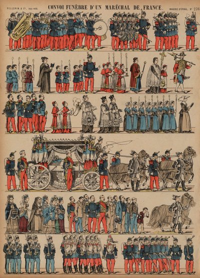 フランスの元帥の葬列（カラー彫刻 作： French School