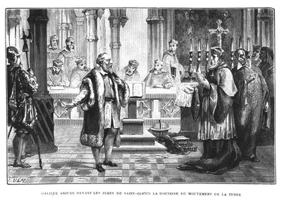 ガリレオ（1564-1642）は、地球の動きに関する彼の理論を、聖職者の裁判官の前で撤回する 作： French School