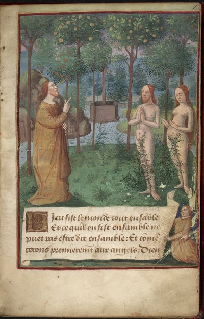 エデンの園、追加 MS 26667、f.1r、Chronique Universelle 作： French School