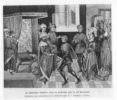 ハンガリーのコロマン王に謁見したゴーティエ（版画 作： French School