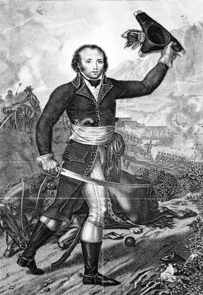 戦場のフランス共和党の制服を着たアレクサンドルデュマ将軍、1797年頃 作： French School