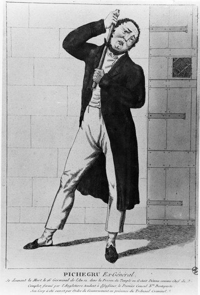 チャールズピシェグル将軍（1761-1804）が寺院で首を絞め 作： French School