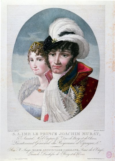 ヨアヒムムラート将軍（c.1767-1815）と妻のキャロラインボナパルト（1782-1839） 作： French School