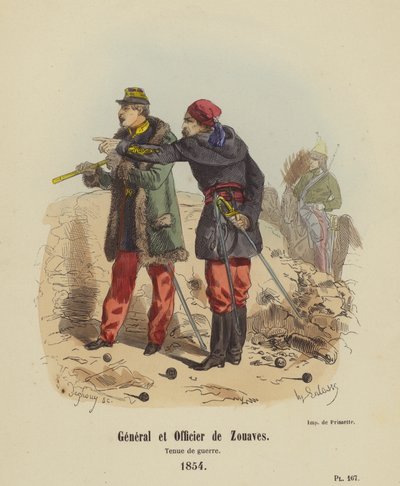 ズーヴ族の将軍と将校、戦時中の服装 作： French School