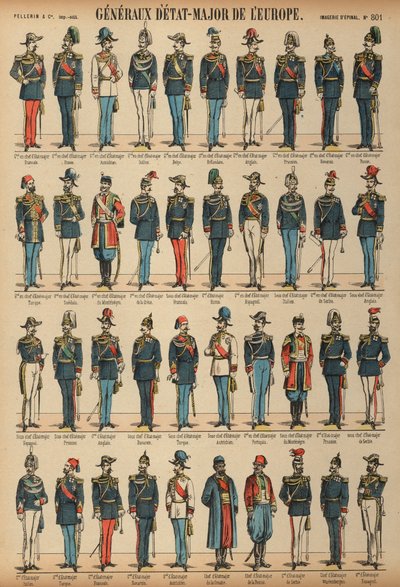 世界各国の軍隊の参謀将校と軍服（彩色彫刻 作： French School