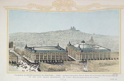 パリのデパートプランタンの概観、1911年 作： French School