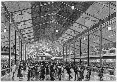1892年、パリのクリシー通りにあった人工氷スケート場「ル・ポール・ノルド」の全景。 作： French School