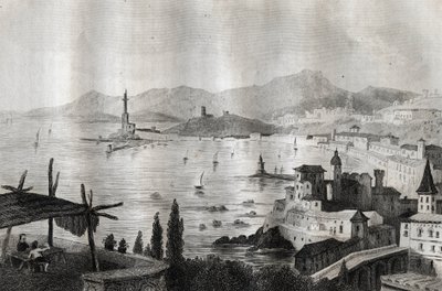 Genova - Genes - Genoa - M. de Norvins, Ch. Nodier 1834-1836による "Picturesque Italy "からのエングレーヴィング。 作： French School