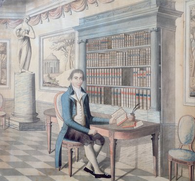 紳士が図書館で読書 作： French School