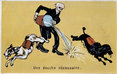ジョルジュ・クレマンソー、2匹の犬のためのウォータージャンプで政教分離 作： French School