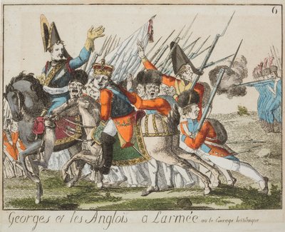 ジョージと軍隊のイギリス人、1803〜4年頃（色付きの彫刻） 作： French School