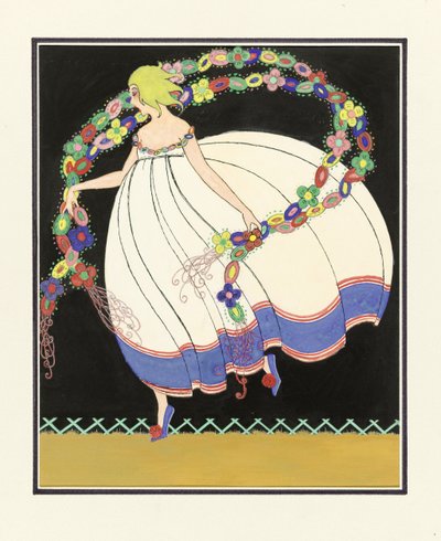 ダブルガーランド、パブで踊る少女。 1920年 作： French School