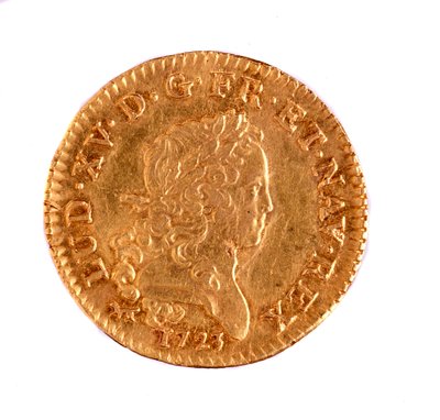 黄金のフレンチ・ルイ、ルイ15世（1715-1774）の時代 1723年 直径2.3cm ナポリ、アルケオロジコ美術館 作： French School