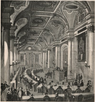 パリの国会議事堂の大広間 - エドモンド・テクシエの「パリの表」に掲載された版画（1852年 作： French School