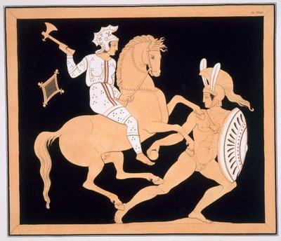 マウントされたアマゾンと戦うギリシャの戦士、1808-10公開 作： French School