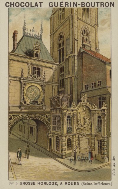 大時計、ルーアン、セーヌ川 作： French School