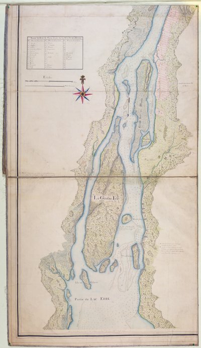 グロスアイルとエリー湖の一部、1796年（紙にペン、インク、トイレ） 作： French School