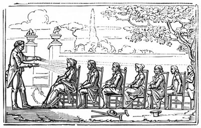 グループ磁気療法、Baron du PotetによるTherapeutique Magnetiqueのイラスト、1863 作： French School