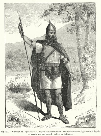 青銅器時代の戦士、砲兵博物館の復元図より（彫刻 作： French School
