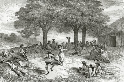コカの収穫、ペルー、ルトゥールデュモンド誌のイラスト、1877年 作： French School